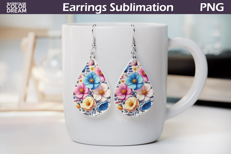Wildflowers Teardrop Earrings | Pastel Flowers Earrings