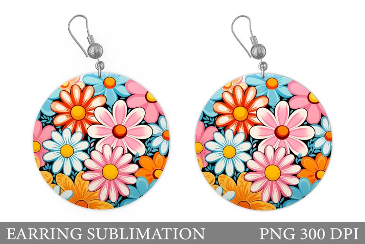 Flowers Round Earring. Daisy Flowers Earring Design example image 1