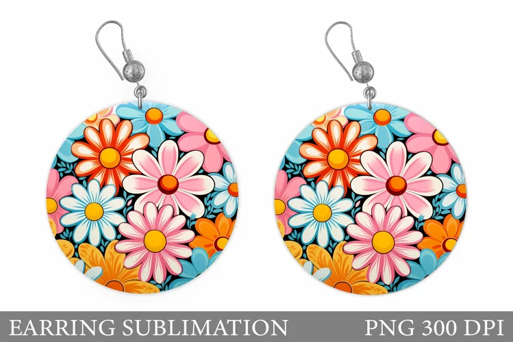 Flowers Round Earring. Daisy Flowers Earring Design