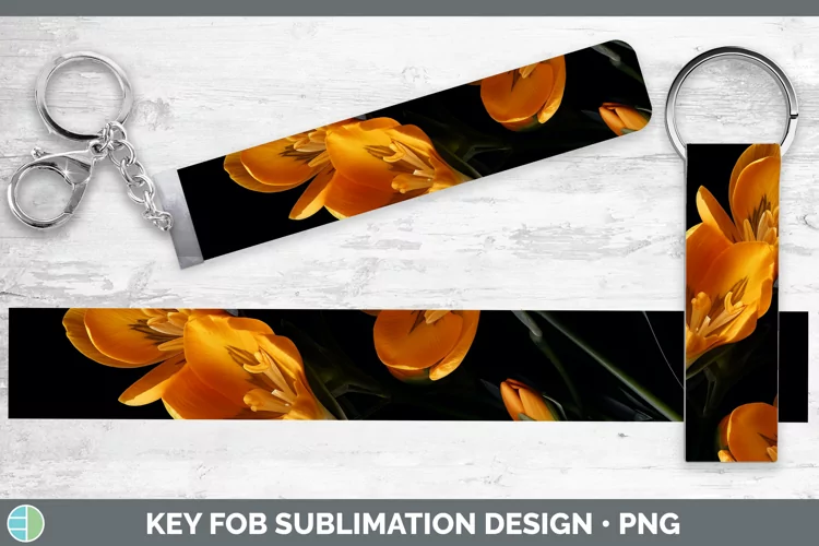 Flowers Freesia Key Fob Sublimation Wristlet Designs