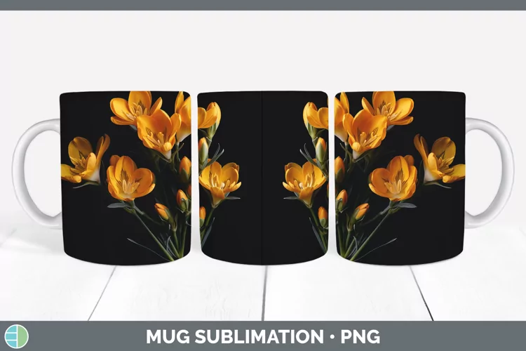 Flowers Freesia Mug Wrap Sublimation Coffee Cup Designs