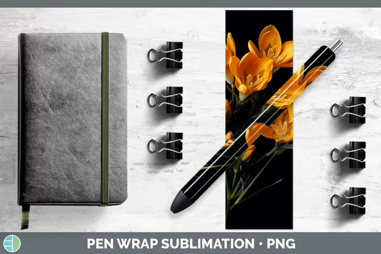 Flowers Freesia Pen Wrap Sublimation Epoxy Pen Designs
