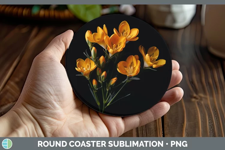 Flowers Freesia Round Coaster Sublimation Coaster Designs