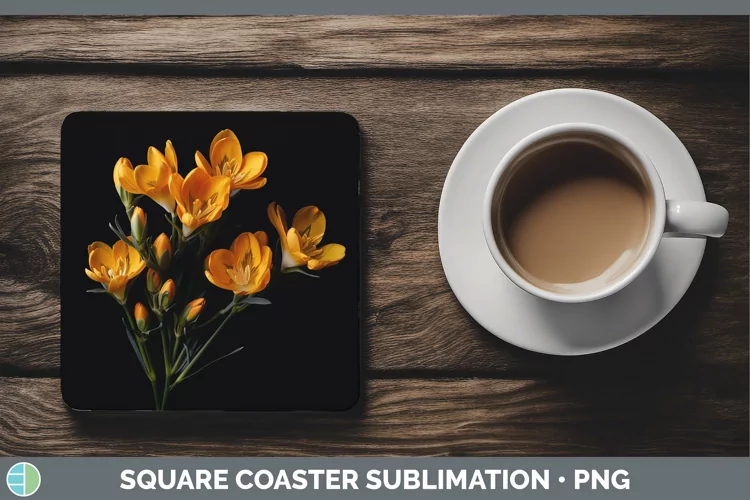 Flowers Freesia Square Coaster Sublimation Coaster Designs