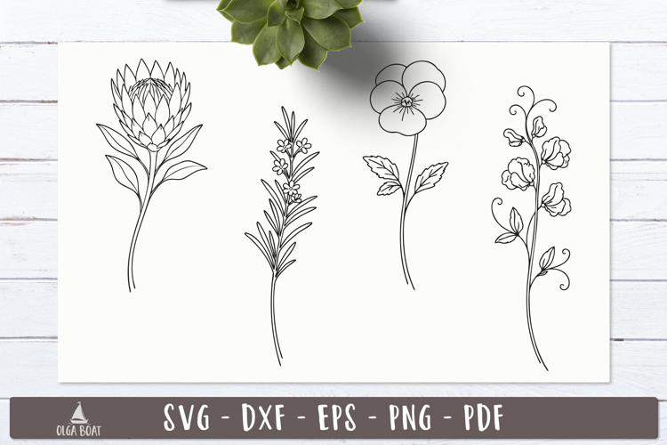 Flower Clipart Black And White Image 18