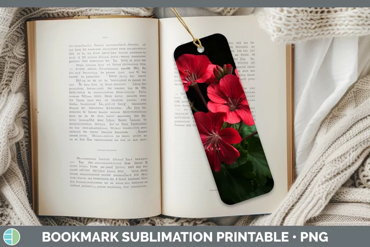 Flowers Geranium Bookmark Sublimation Printable Designs