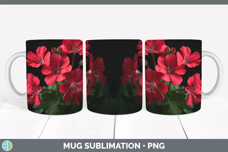Flowers Geranium Mug Wrap Sublimation Coffee Cup Designs