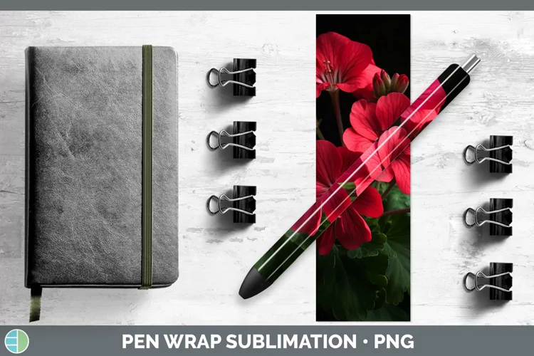 Flowers Geranium Pen Wrap Sublimation Epoxy Pen Designs