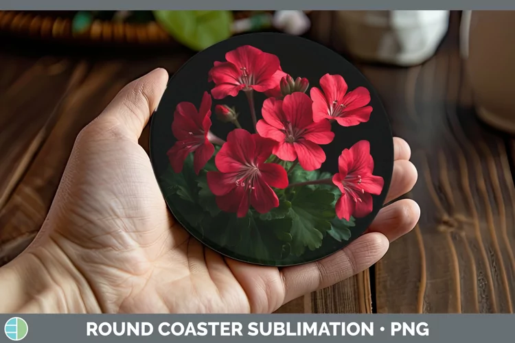Flowers Geranium Round Coaster Sublimation Coaster Designs