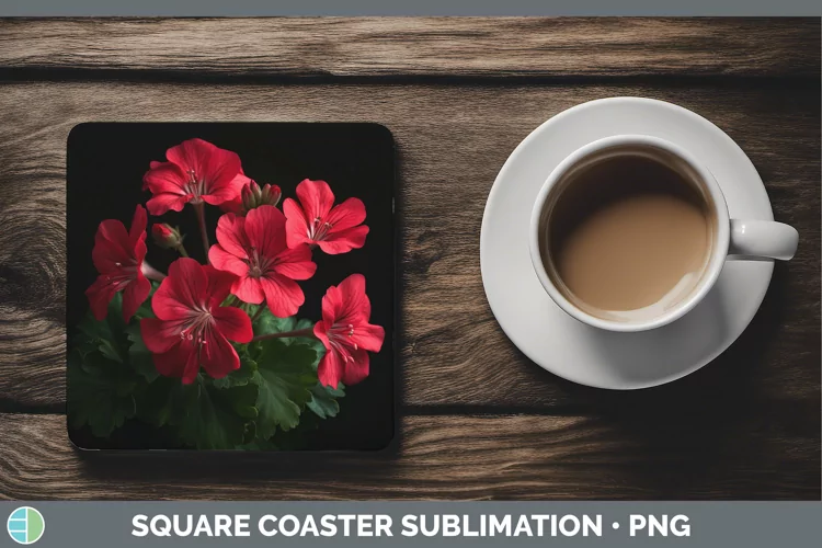 Flowers Geranium Square Coaster Sublimation Coaster Designs
