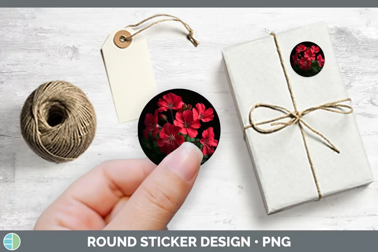 Flowers Geranium Stickers | Round Labels Designs