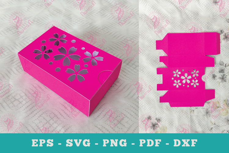 Flowers Gift Box Papercut Craft SVG