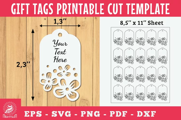 Flowers Gift Tags Printable Cut Template SVG
