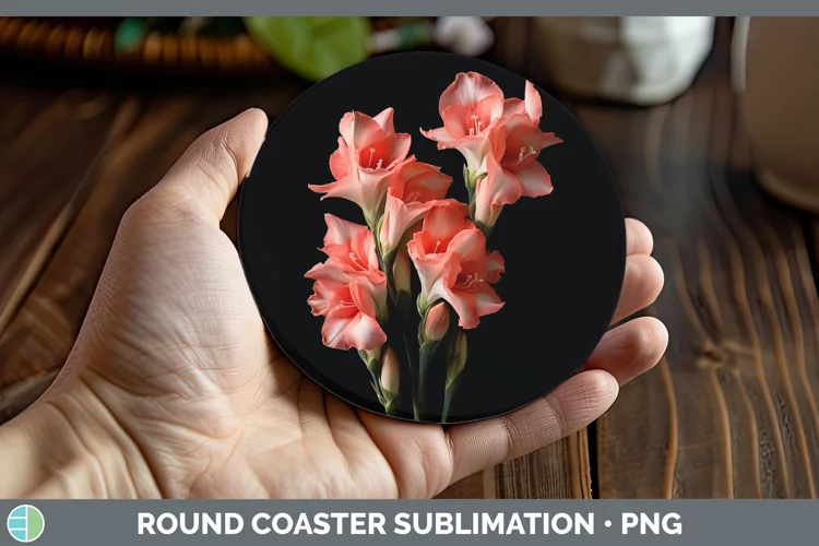 Flowers Gladiolus Round Coaster Sublimation Coaster Designs