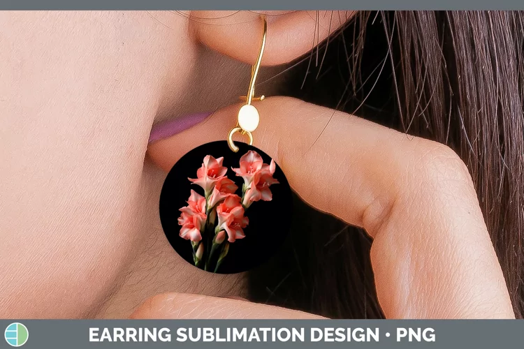 Flowers Gladiolus Round Earrings Sublimation Earrings Design