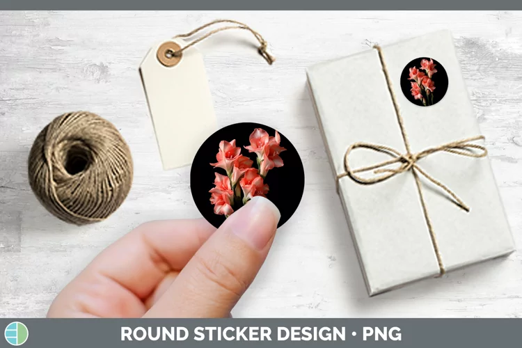 Flowers Gladiolus Stickers | Round Labels Designs
