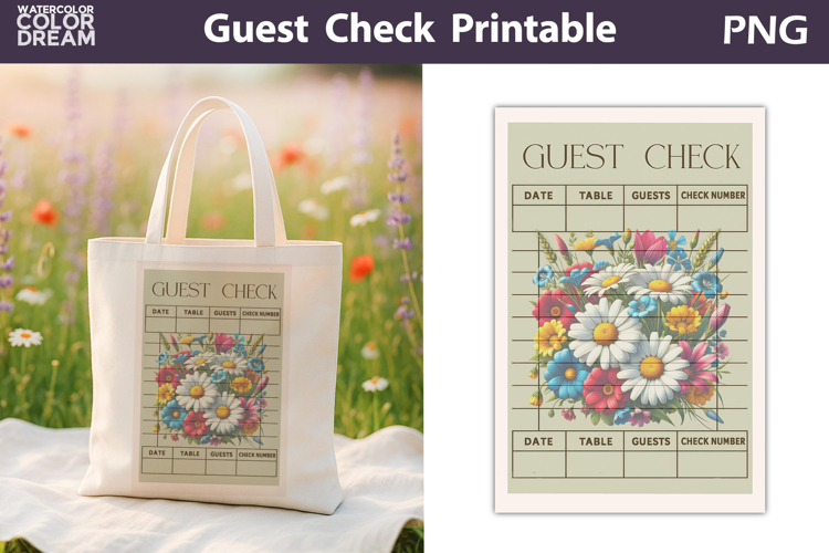Wildflowers Daisy Guest Check | Junk Journal Printable