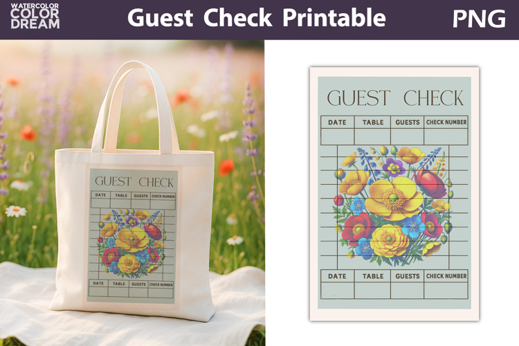 Wildflowers Guest Check | Junk Journal Printable