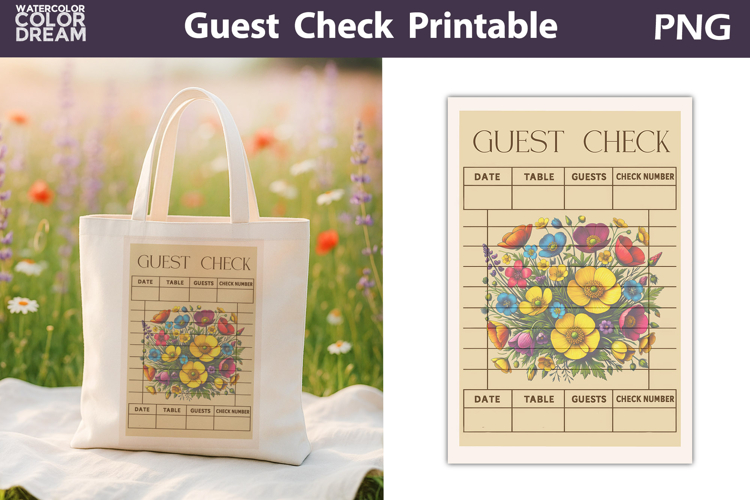 Wildflowers Guest Check | Junk Journal Printable