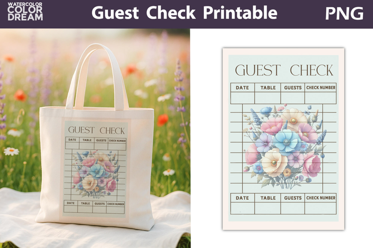 Pastel Wildflowers Guest Check | Junk Journal Printable