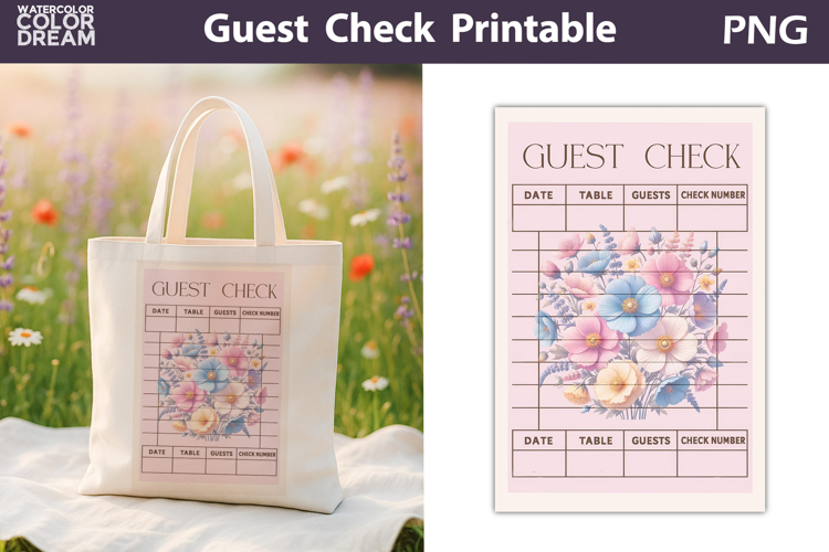 Pastel Wildflowers Guest Check | Junk Journal Printable