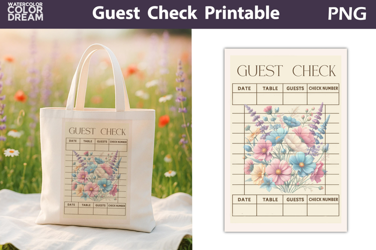 Pastel Wildflowers Guest Check | Junk Journal Printable