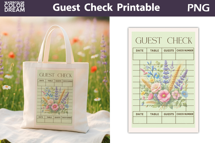 Pastel Wildflowers Guest Check | Junk Journal Printable