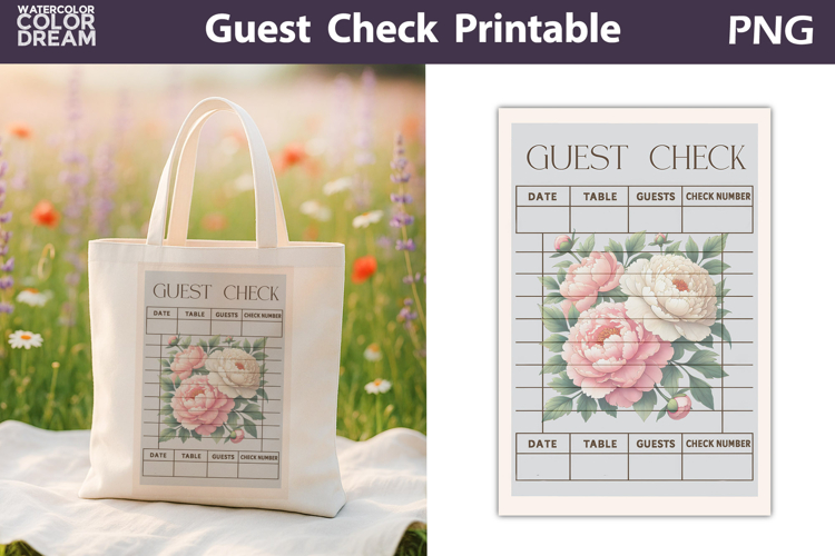 Pink Peonies Guest Check | Junk Journal Printable