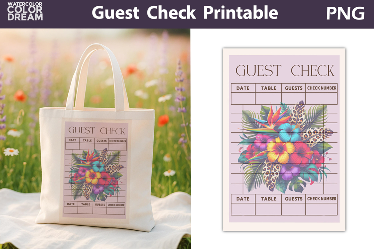 Tropical Flowers Guest Check | Junk Journal Printable