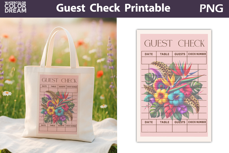 Tropical Flowers Guest Check | Junk Journal Printable
