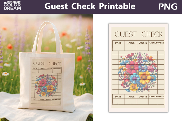 Wildflowers Guest Check | Junk Journal Printable