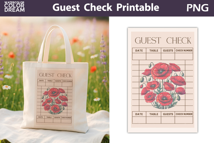 Poppies Guest Check | Junk Journal Printable