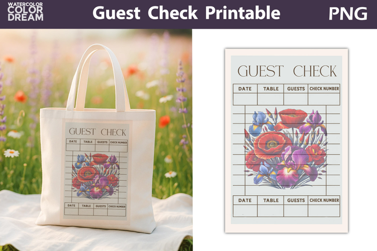 Iris Poppy Guest Check | Junk Journal Printable