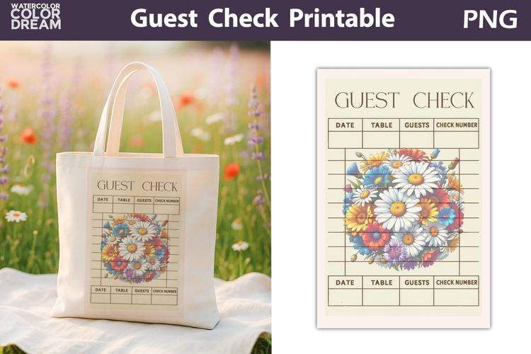 Wildflowers Daisy Guest Check | Junk Journal Printable