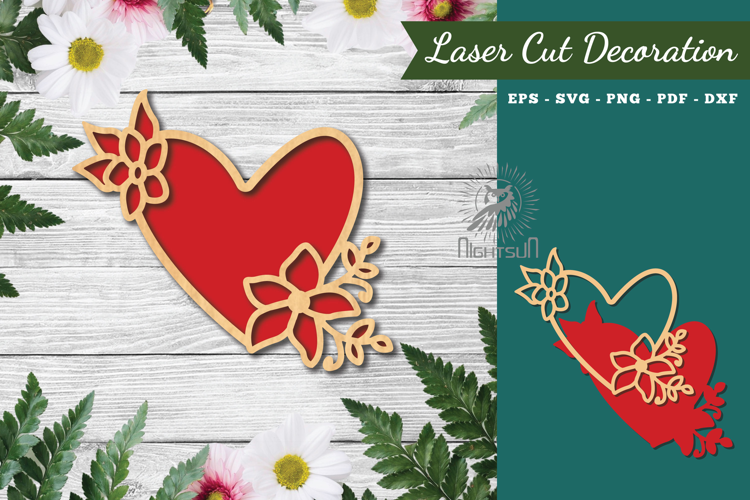 Flowers Heart Laser Cut Decoration
