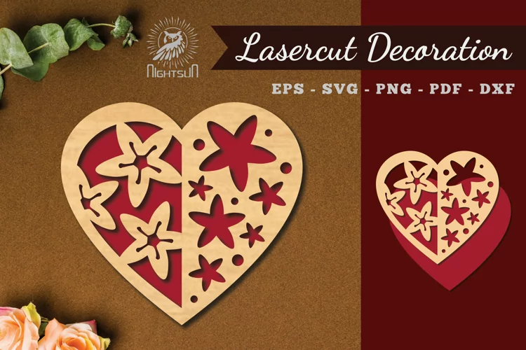 Flowers Heart Laser Cut Decoration