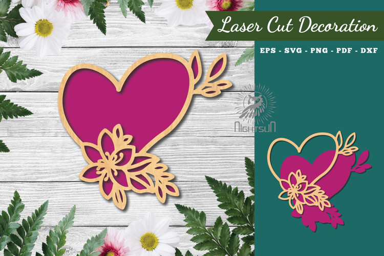 Flowers Heart Laser Cut Decoration