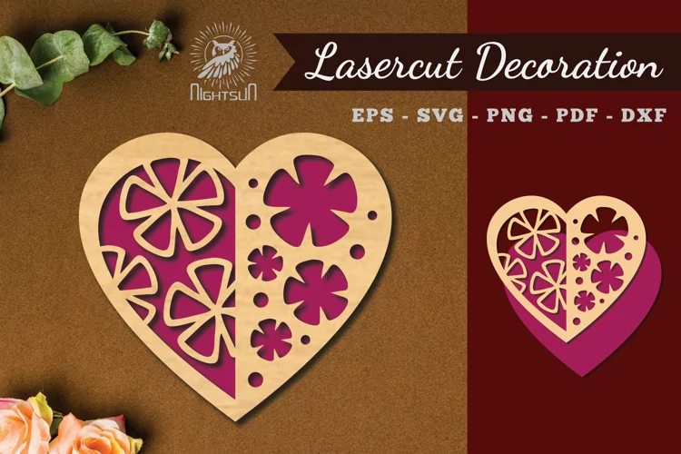 Flowers Heart Laser Cut Decoration