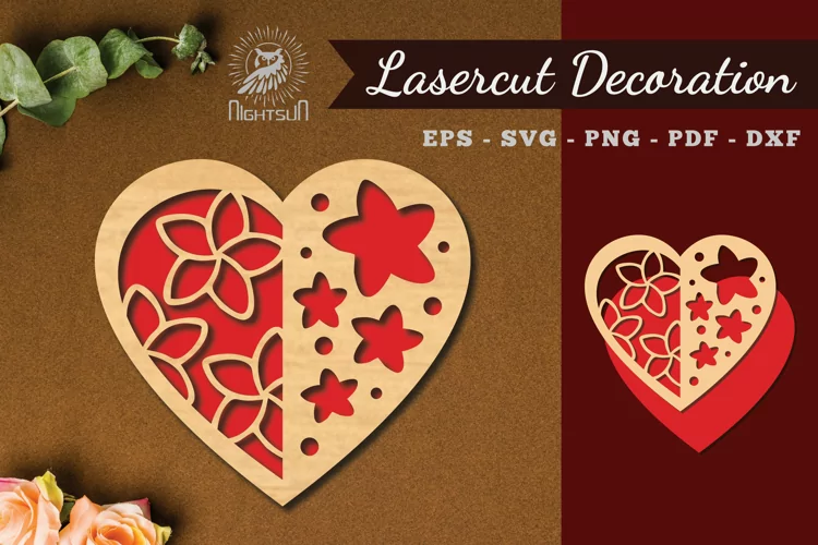 Flowers Heart Laser Cut Decoration