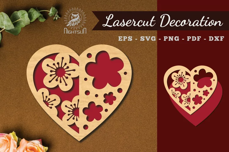 Flowers Heart Laser Cut Decoration