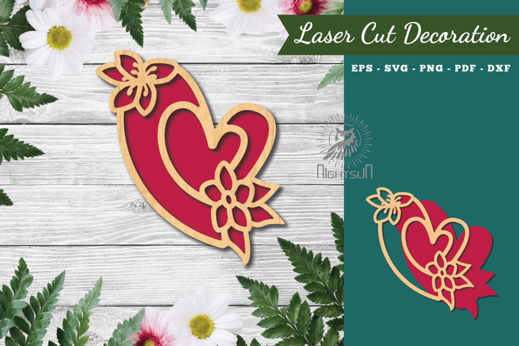 Flowers Heart Laser Cut Decoration