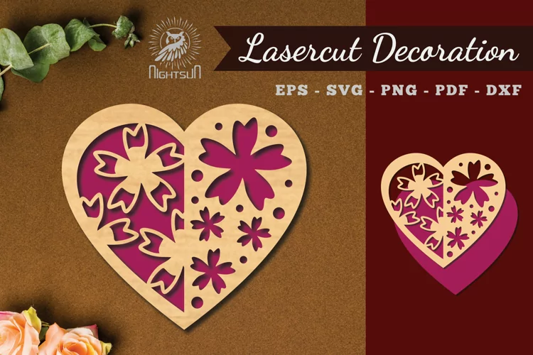 Flowers Heart Laser Cut Decoration
