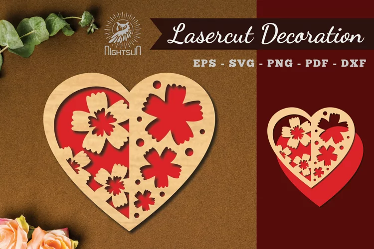 Flowers Heart Laser Cut Decoration