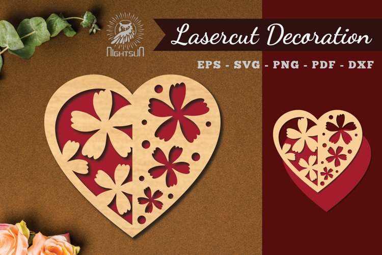 Flowers Heart Laser Cut Decoration example image 1