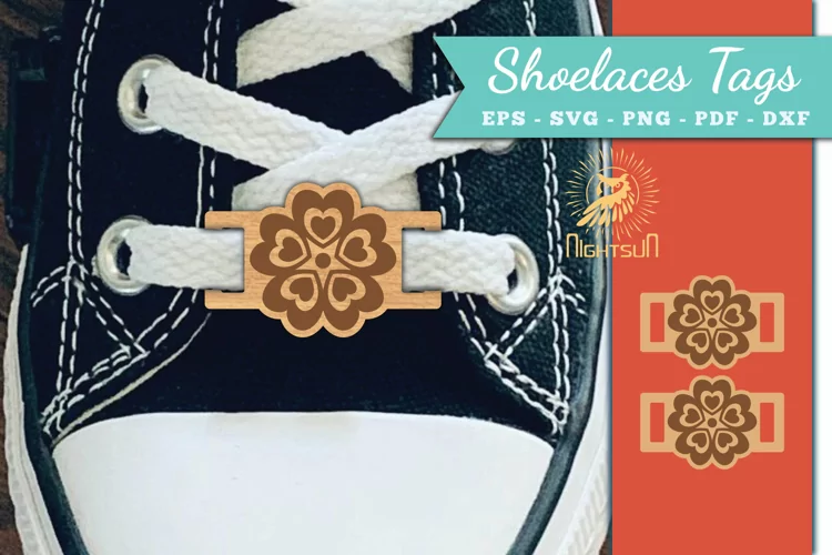 Flowers Heart Shoelaces Tags Laser Cut SVG