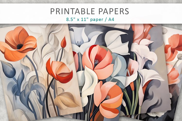 Floral Illustration Printable Papers