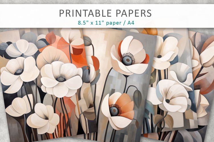 Flowers Art Illustration Printable Papers