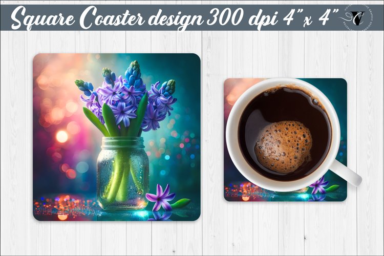 Square Coaster | Flowers | Flowers in a glass jar