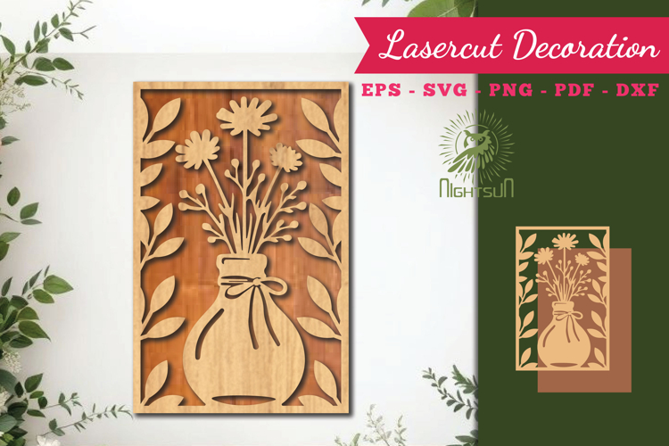 Flowers in Bottle Lasercut Wall Decor SVG