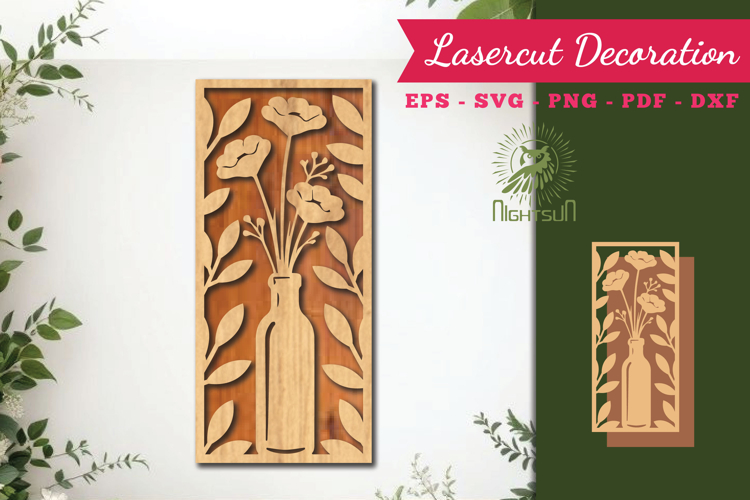 Flowers in Bottle Lasercut Wall Decor SVG